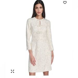 Eliza J White/cream tweed embellished dress with Bow Accents size 4 NWT*